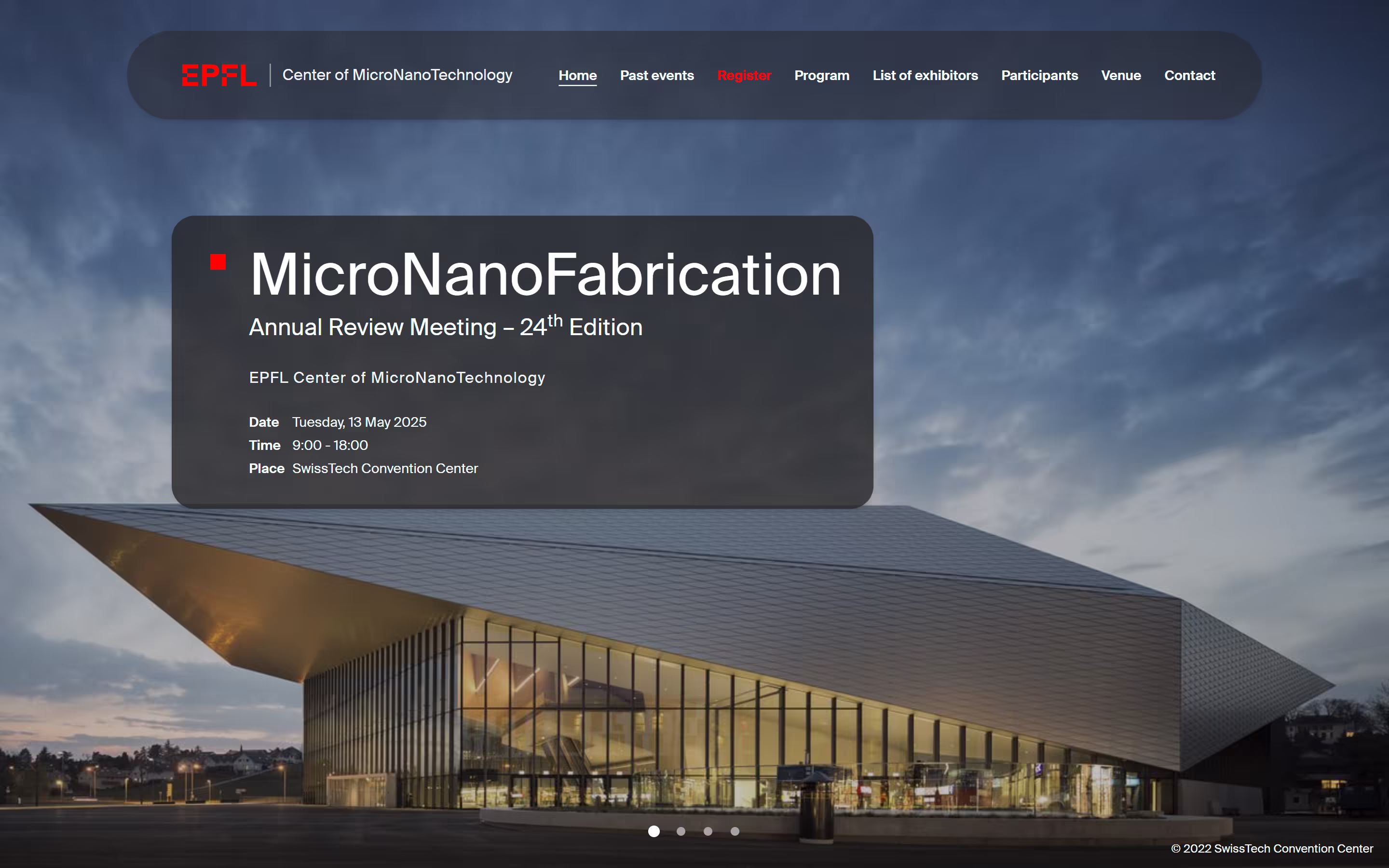 Screenshot of the CMi Events website